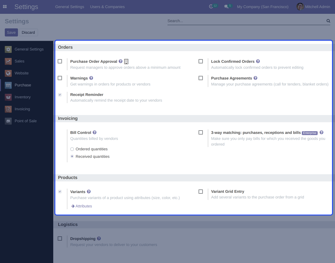 Odoo Purchase Dashboard