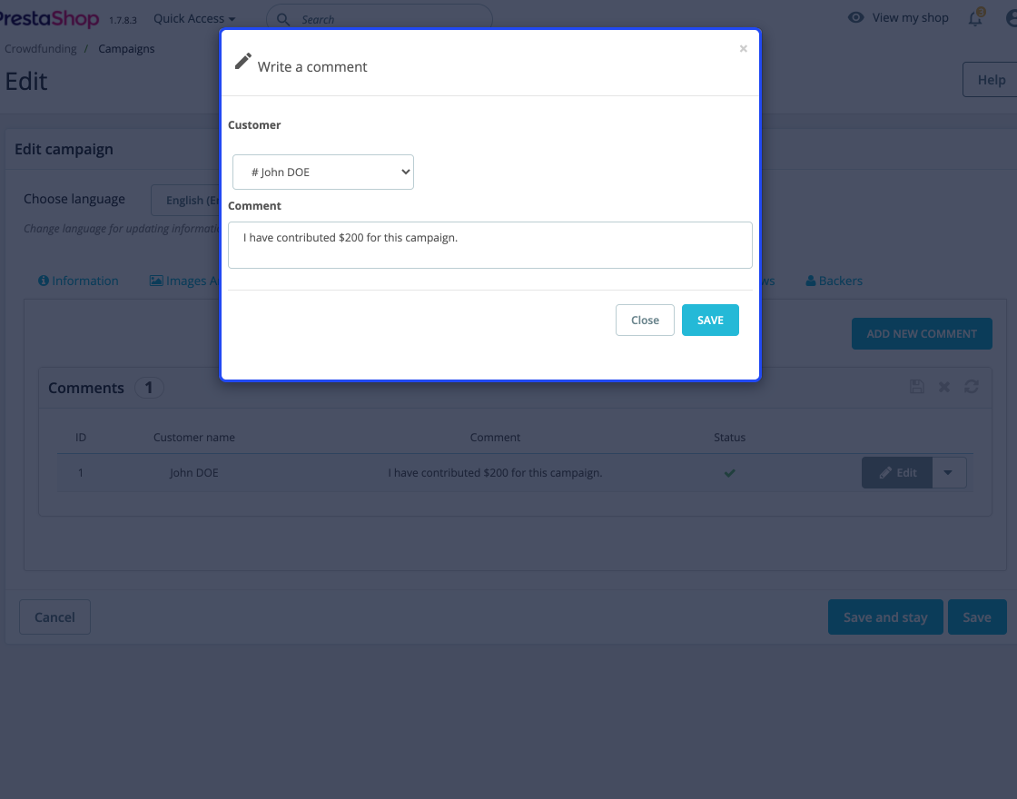 Prestashop Crowdfunding Program