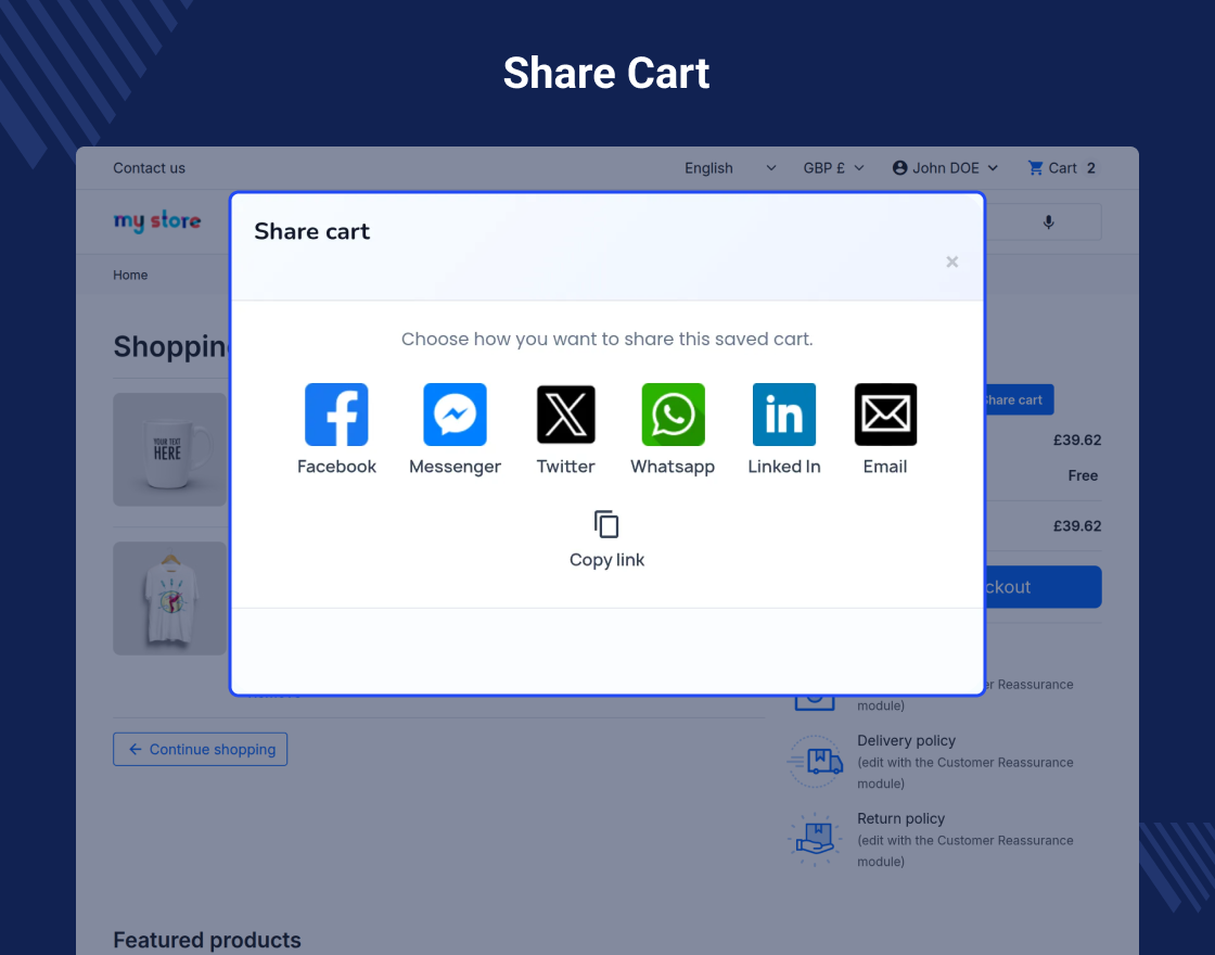 PrestaShop Save and Share Cart