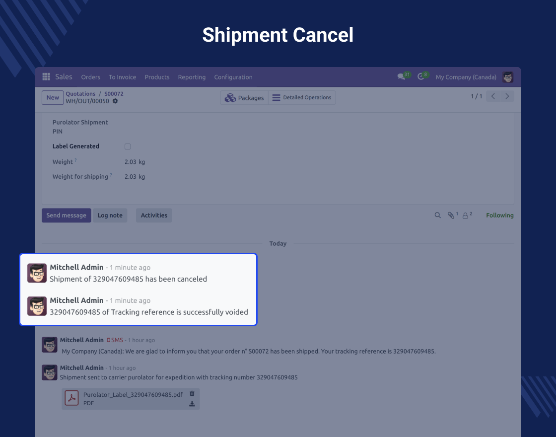 Odoo Purolator Shipping Integration