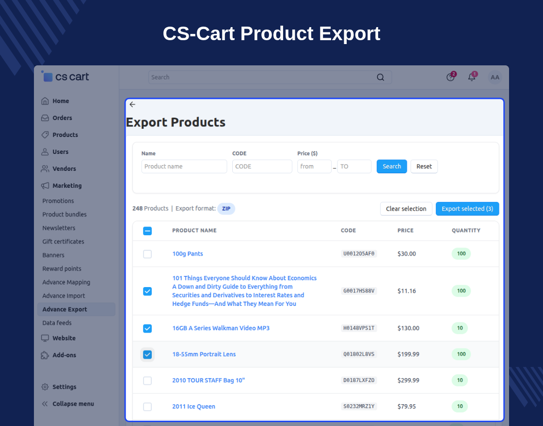 CS-Cart Advanced Import Export