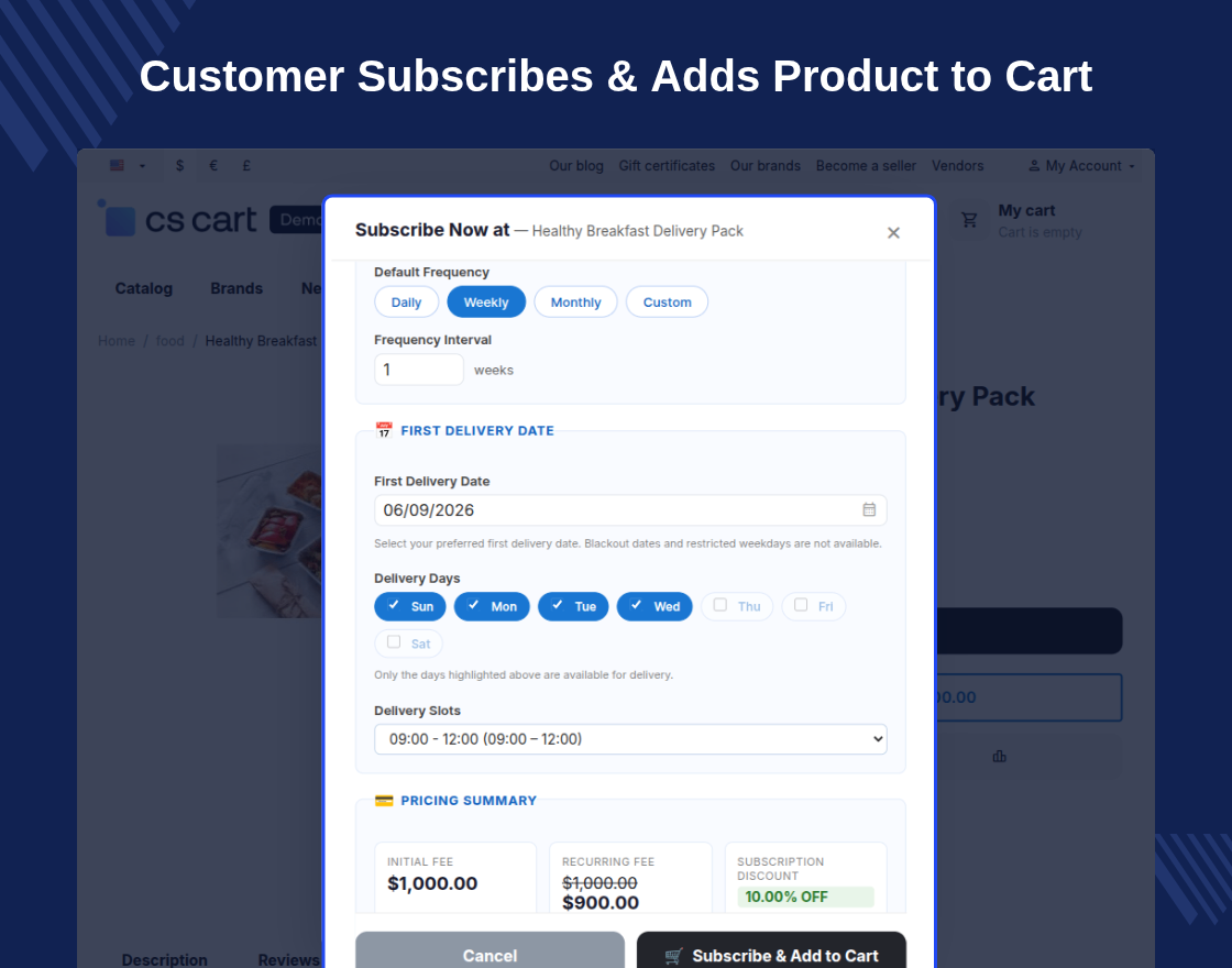 CS-Cart Subscription Delivery