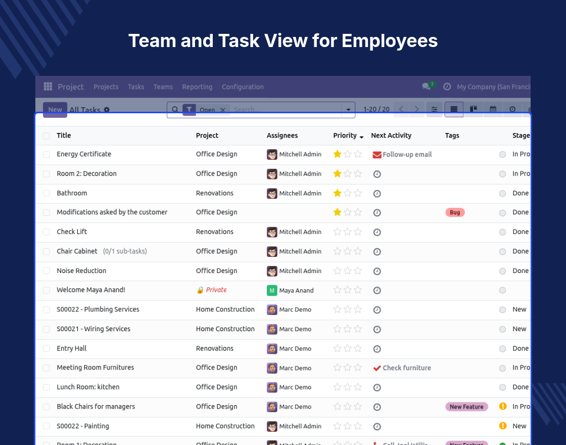 Odoo Project Advance Team Management