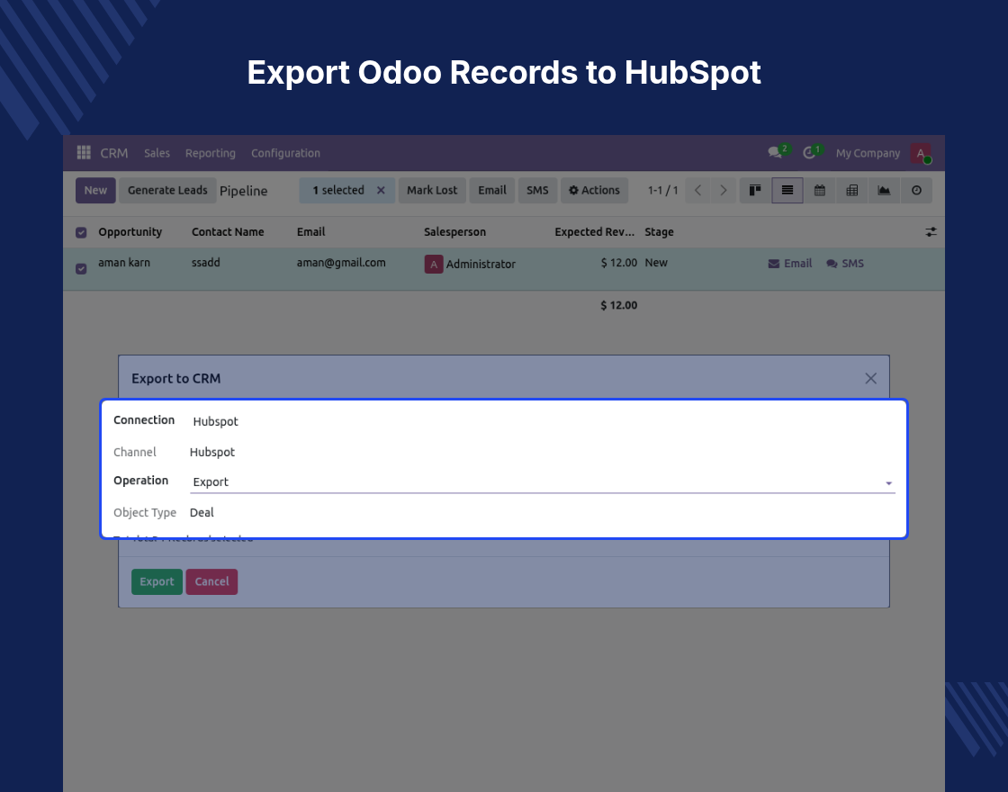 Odoo HubSpot CRM Connector