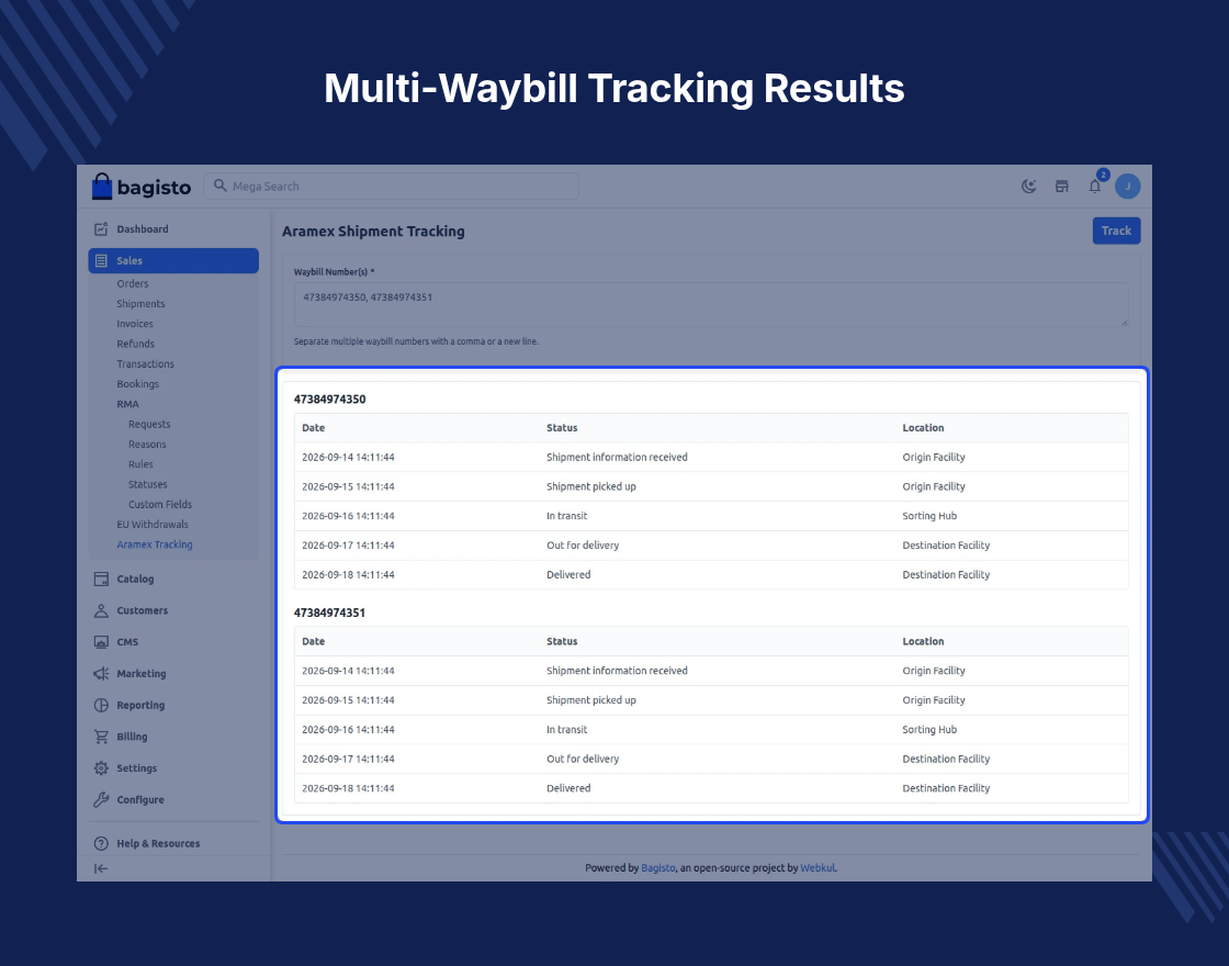 Laravel eCommerce SaaS Aramex Shipping