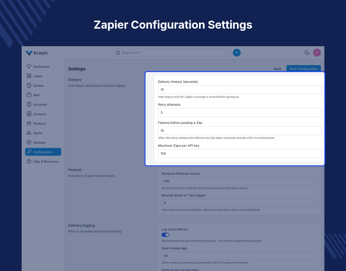 Krayin CRM Zapier Connector