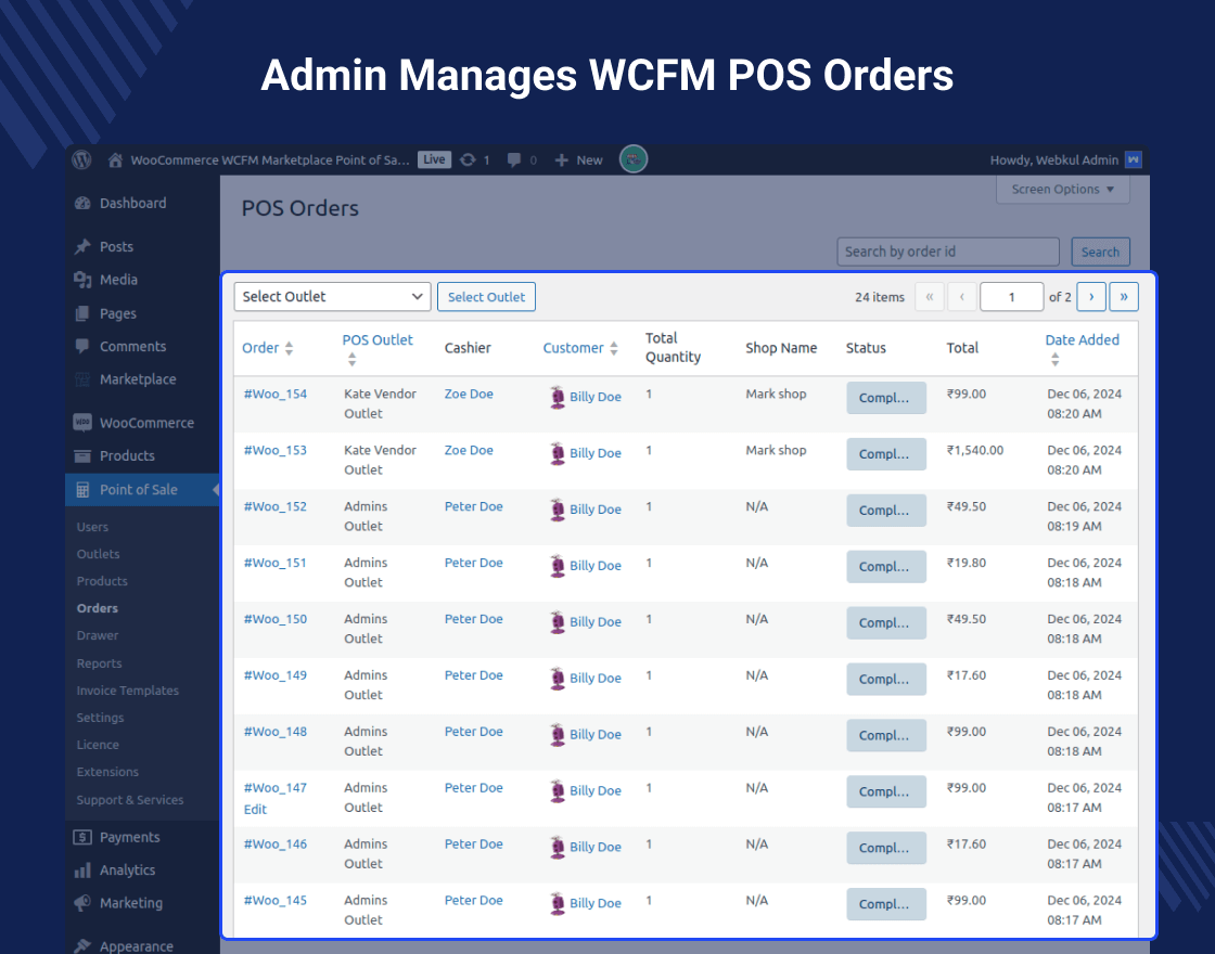 WooCommerce WCFM Marketplace Point of Sale