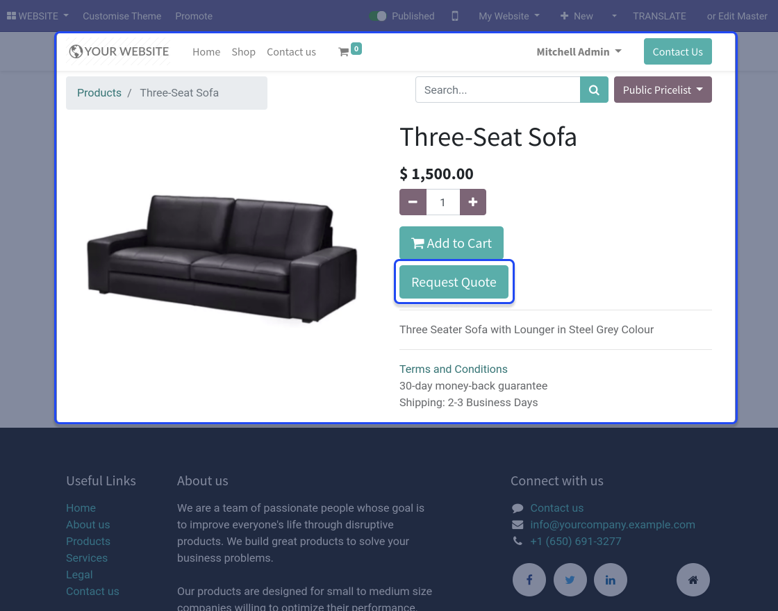 Odoo Website Quote System 
