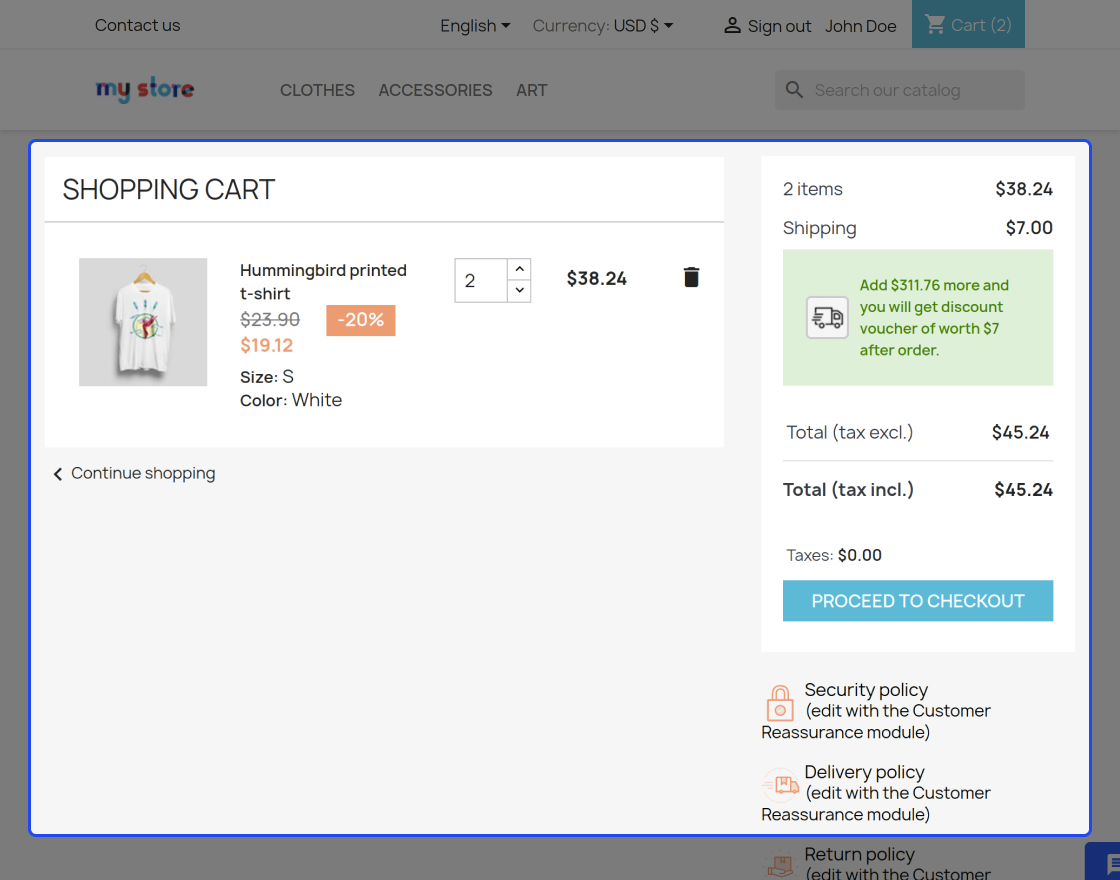 Prestashop Avail Free Shipping