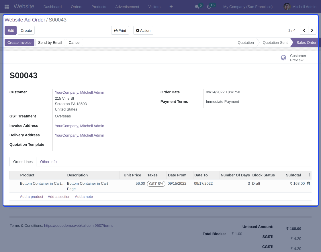 Odoo Website Advertisement Manager