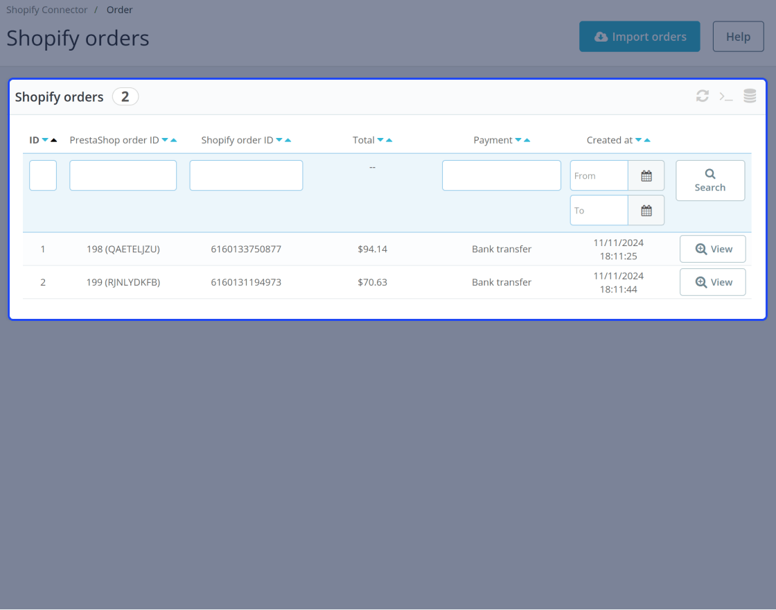 Prestashop Shopify Connector