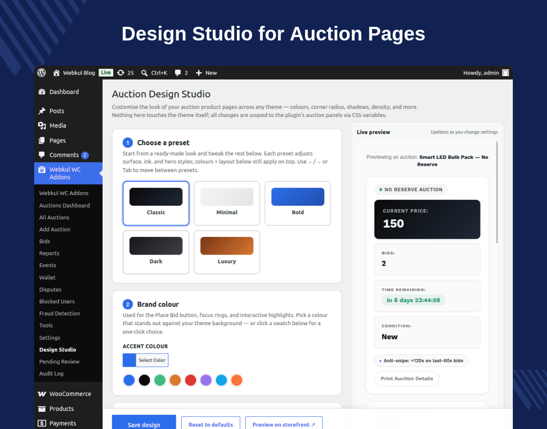 WooCommerce Auction Plugin