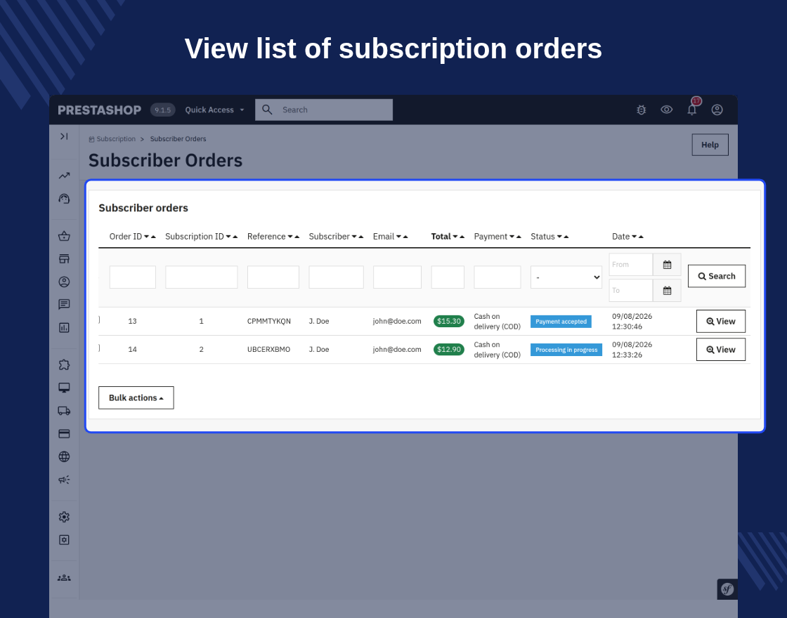 Prestashop Subscription Products