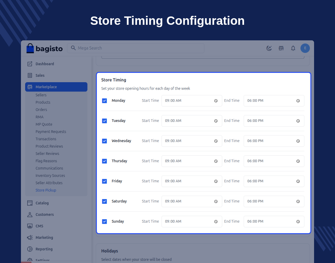 Bagisto Marketplace Store Pickup