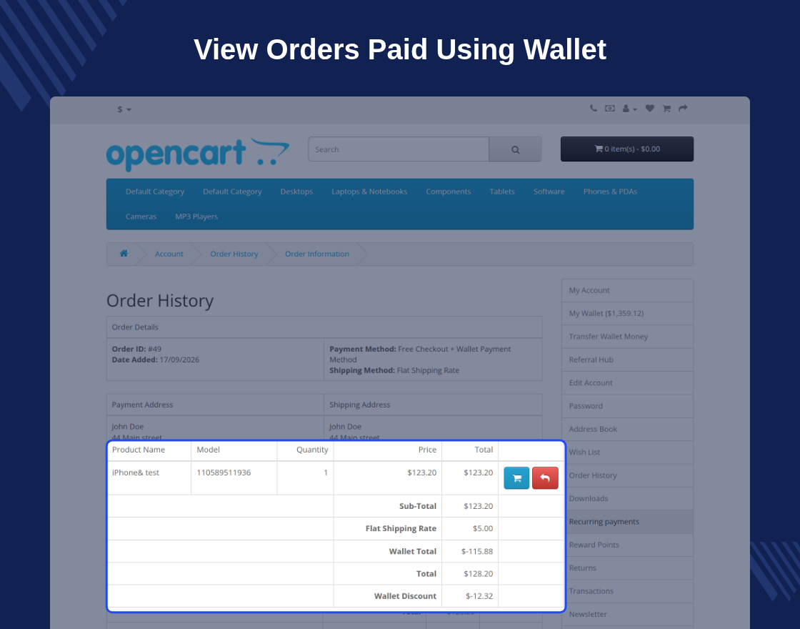 Opencart Wallet System