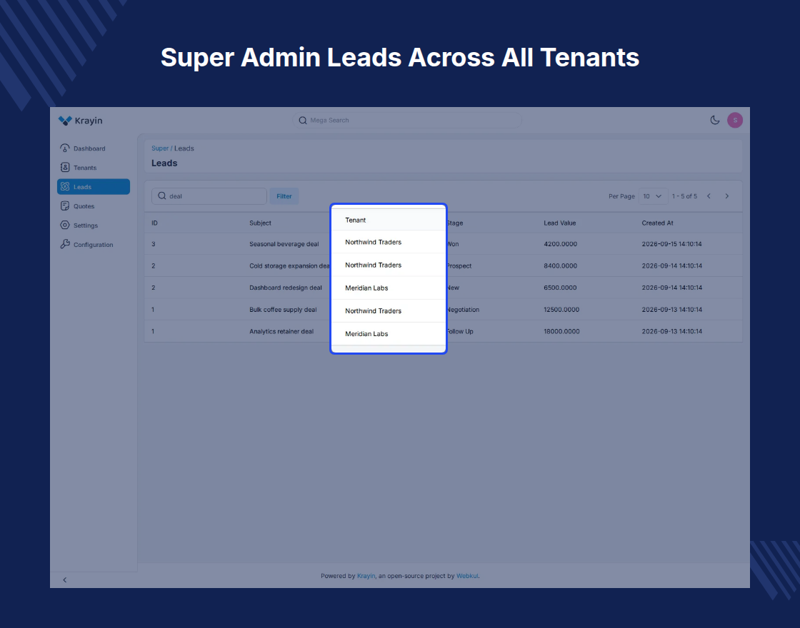 Krayin CRM Multi-DB SaaS