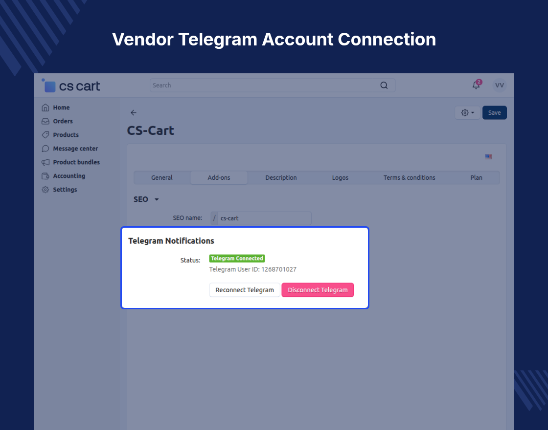 CS-Cart Telegram Order Notification