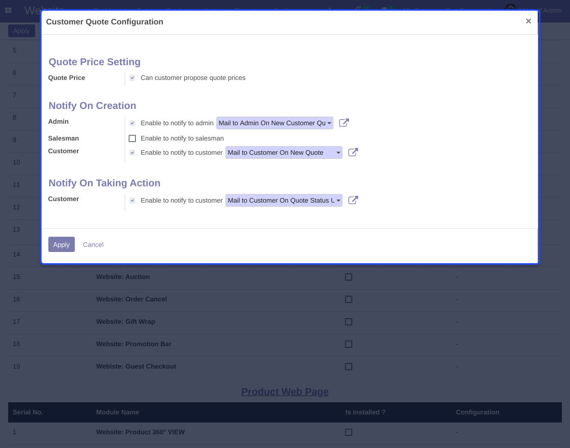 Odoo Website Quote System 