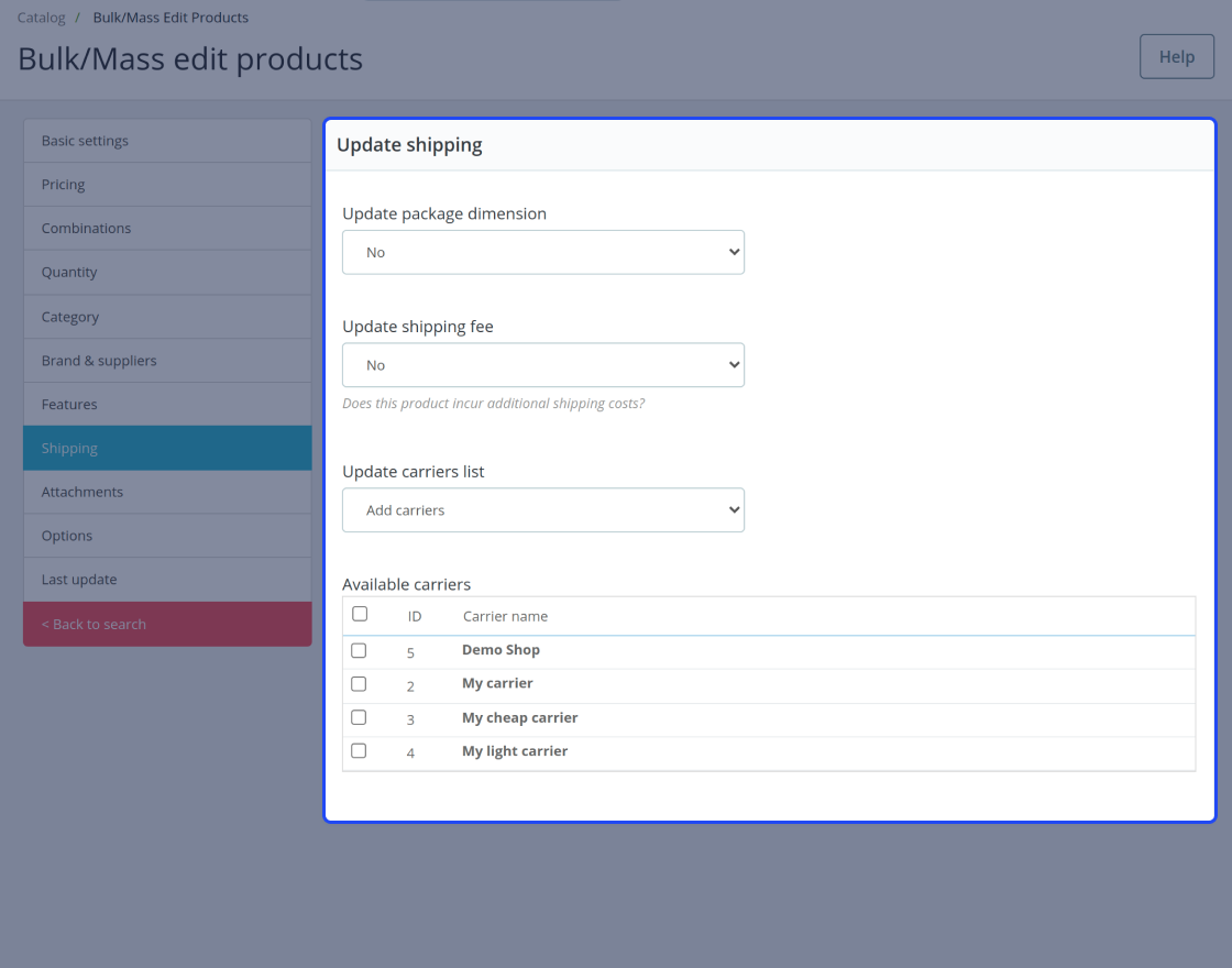 Prestashop Bulk Product Edit