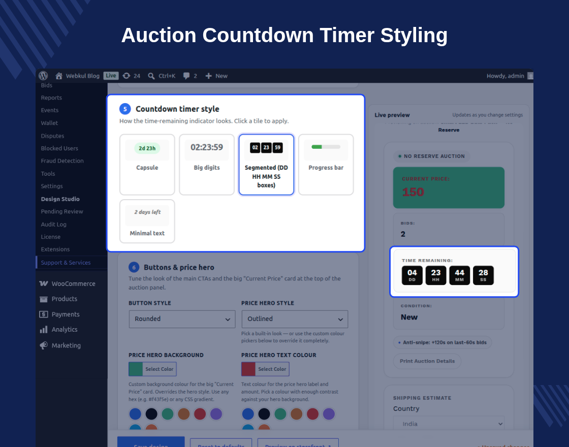WooCommerce Auction Plugin