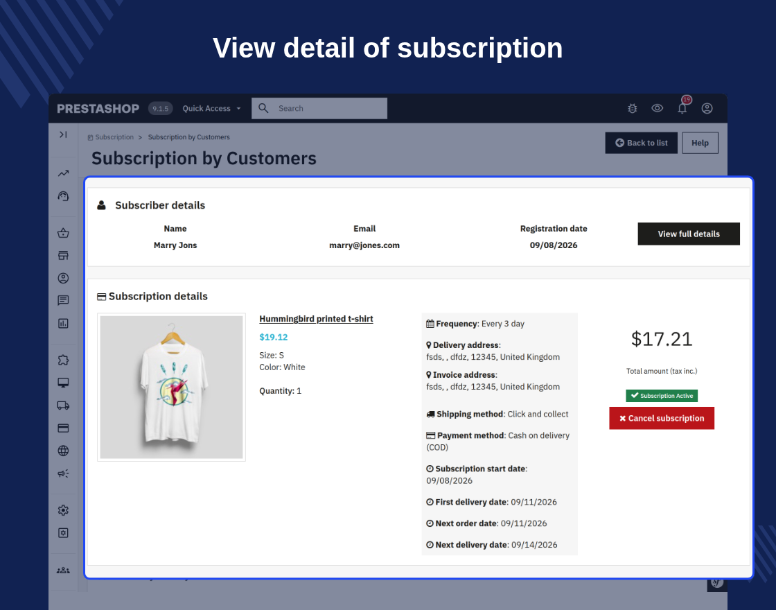 Prestashop Subscription Products