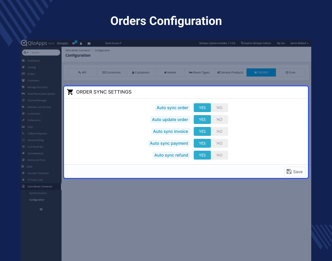 QloApps Zoho Books Connector