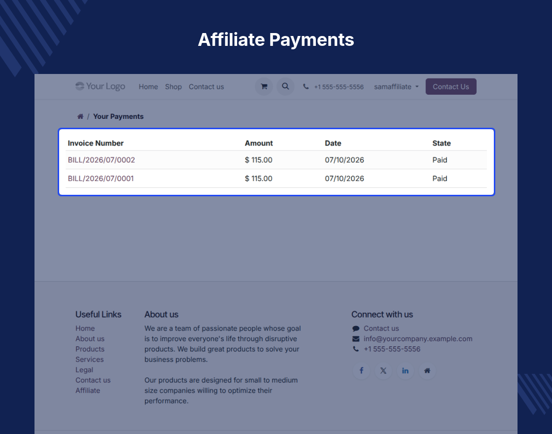 Odoo Affiliate Management