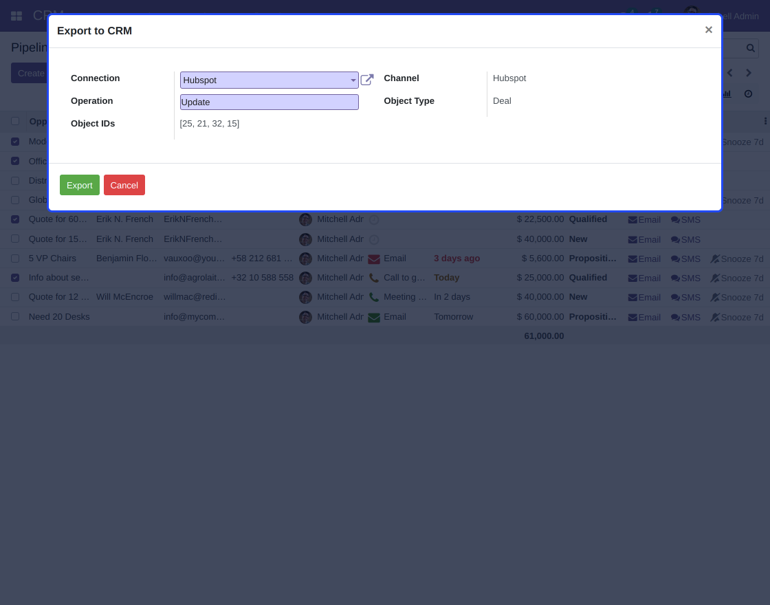 Odoo Multi CRM HubSpot Solution