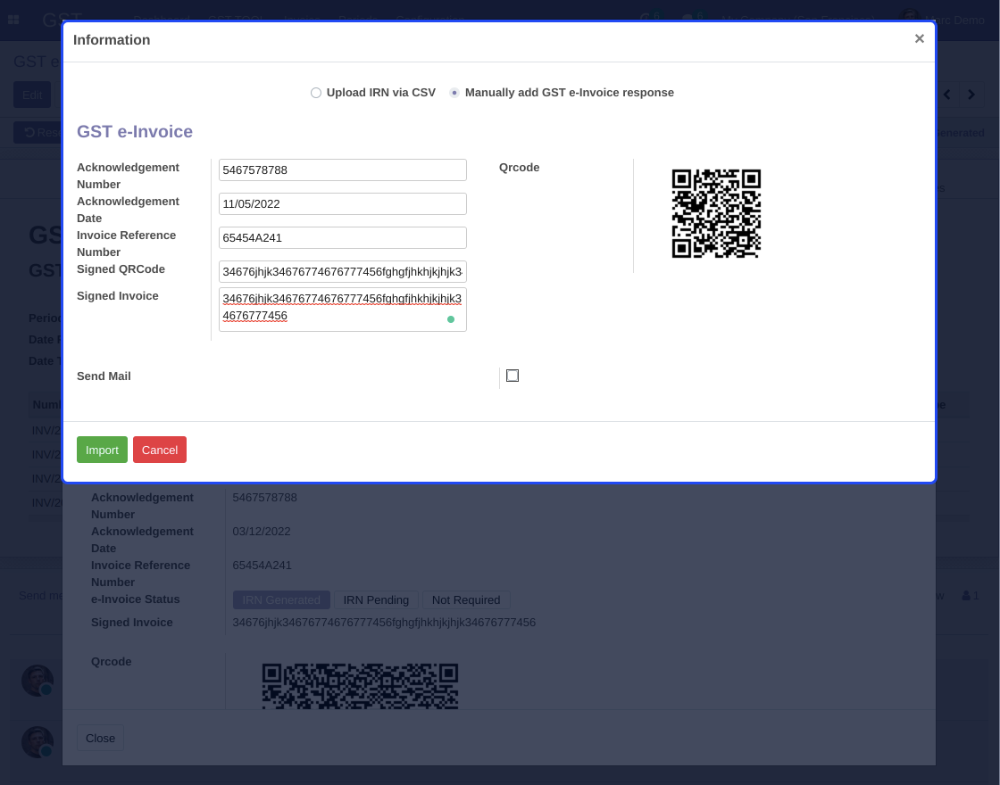 Odoo GST e-Invoicing System