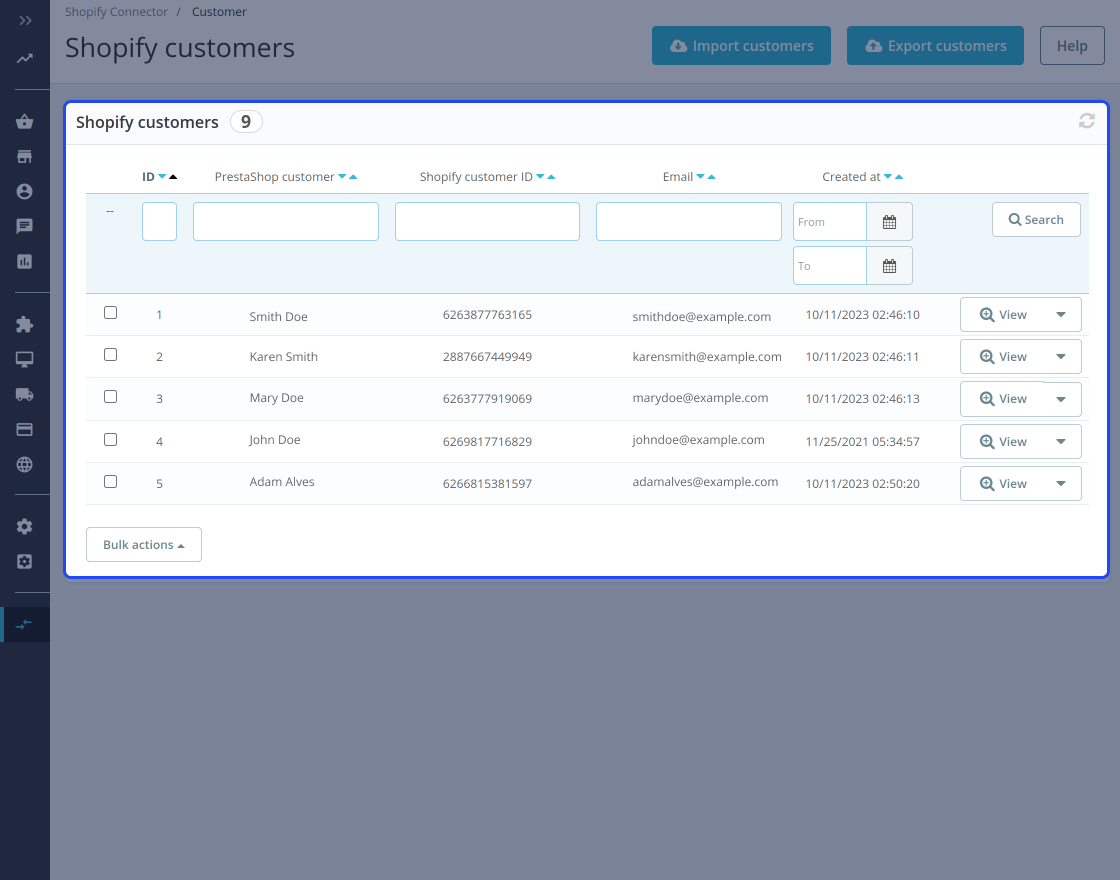 Prestashop Shopify Connector