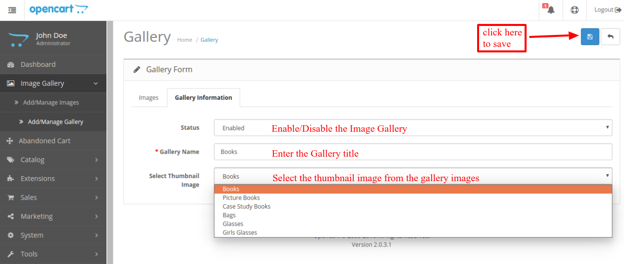 Opencart Image Gallery