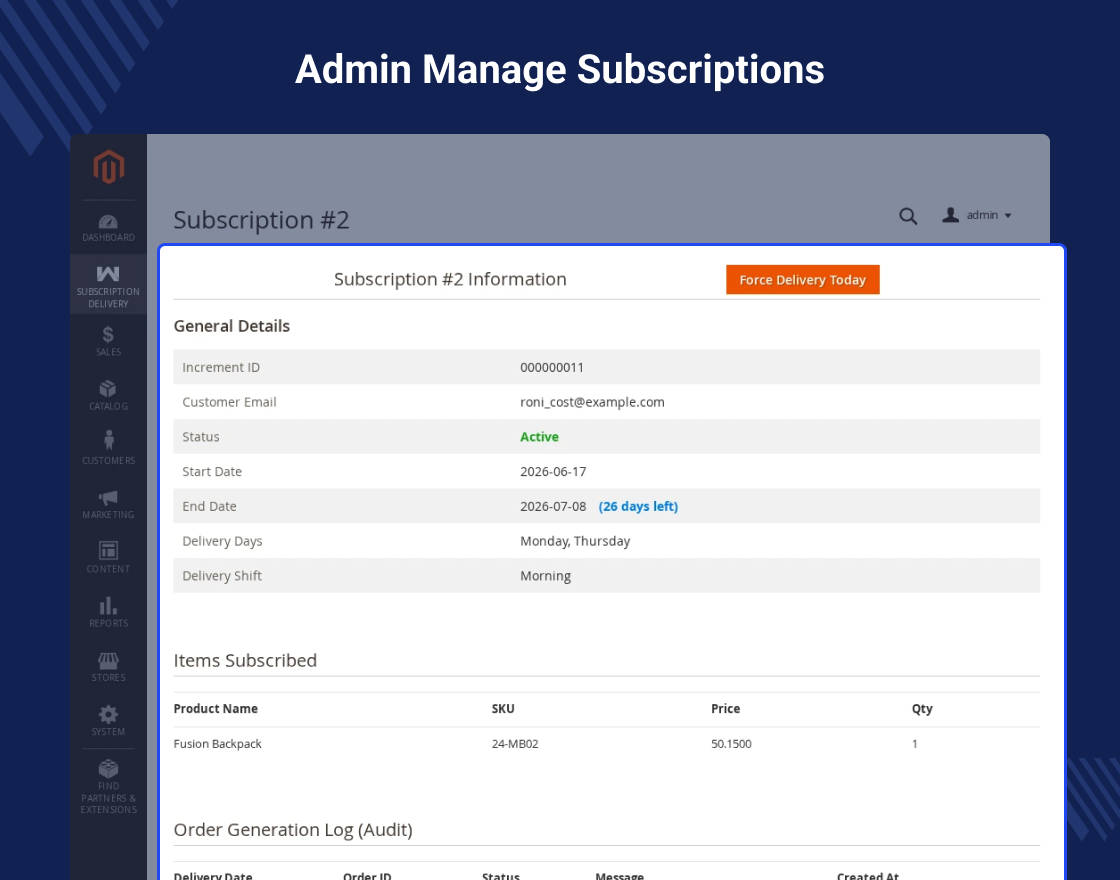 Magento 2 Subscription Delivery Module