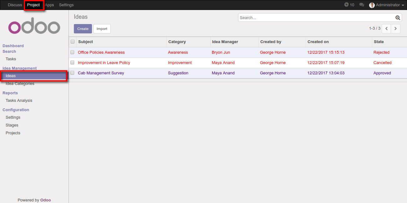 Odoo Idea Management