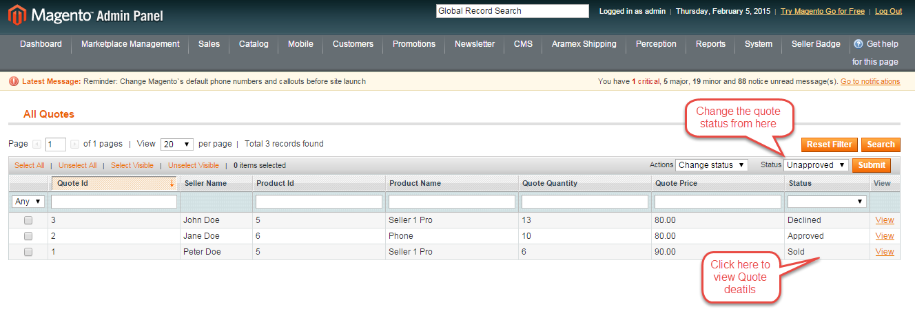 Magento (OpenMage) Marketplace Quote System