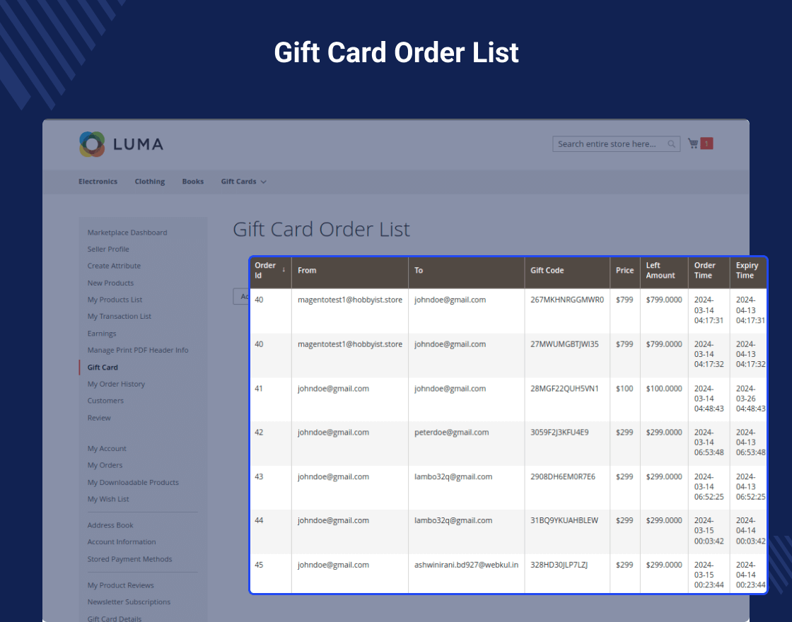 Magento 2 Multi Vendor Gift Card Extension