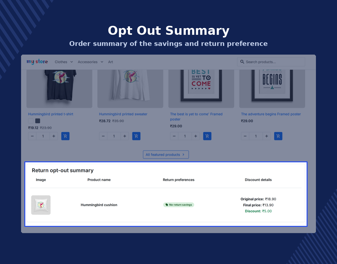 PrestaShop Return Opt-Out Discount