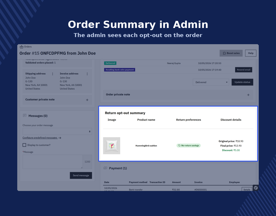PrestaShop Return Opt-Out Discount