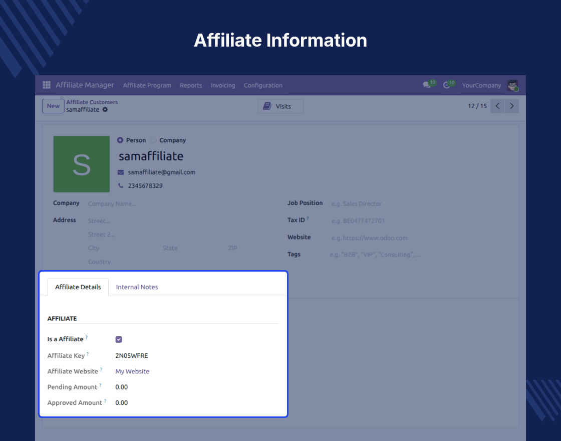 Odoo Affiliate Management