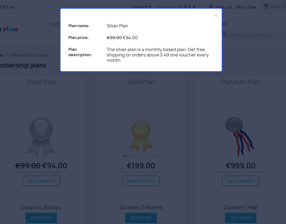 Prestashop Membership | Prime Customer