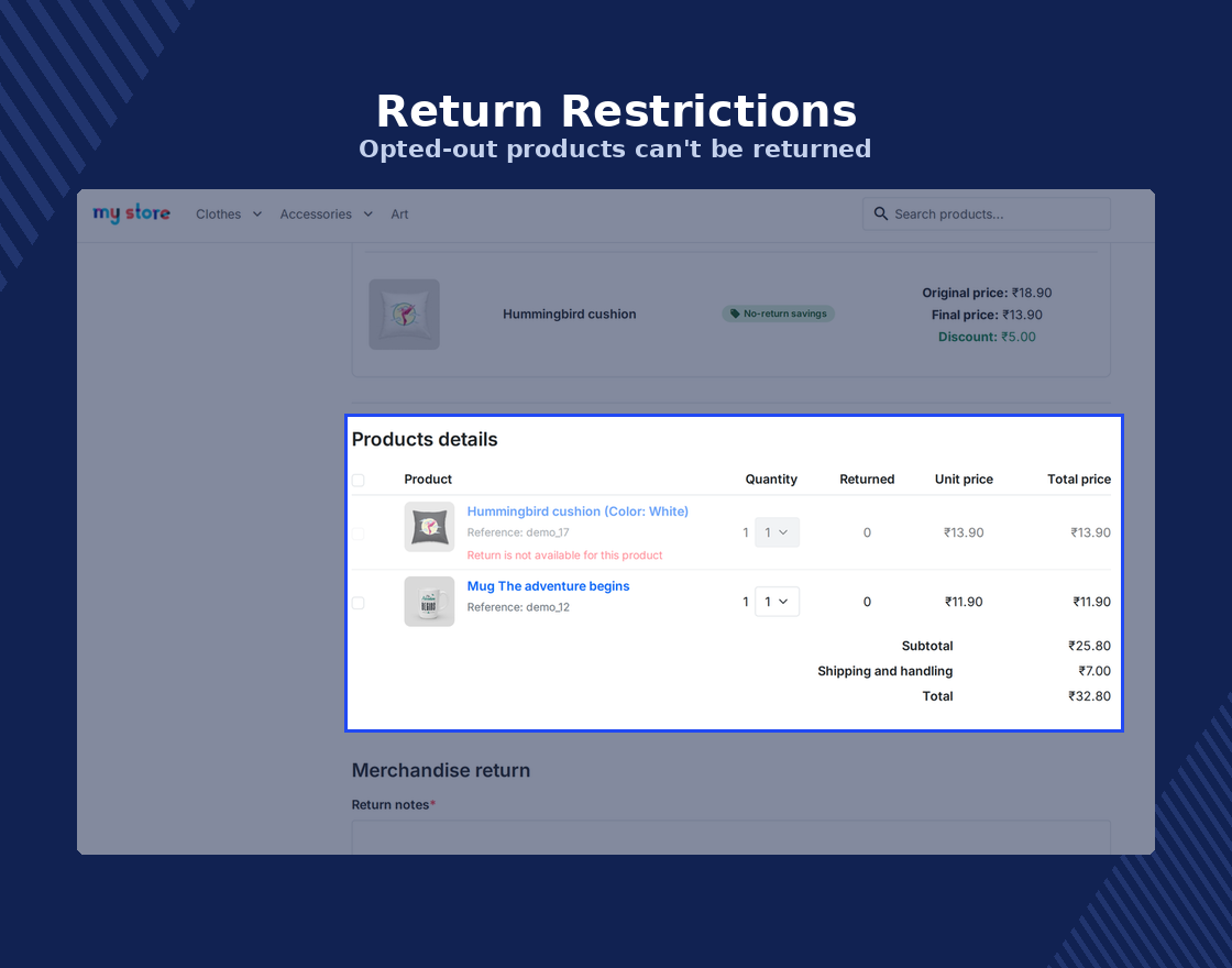 PrestaShop Return Opt-Out Discount