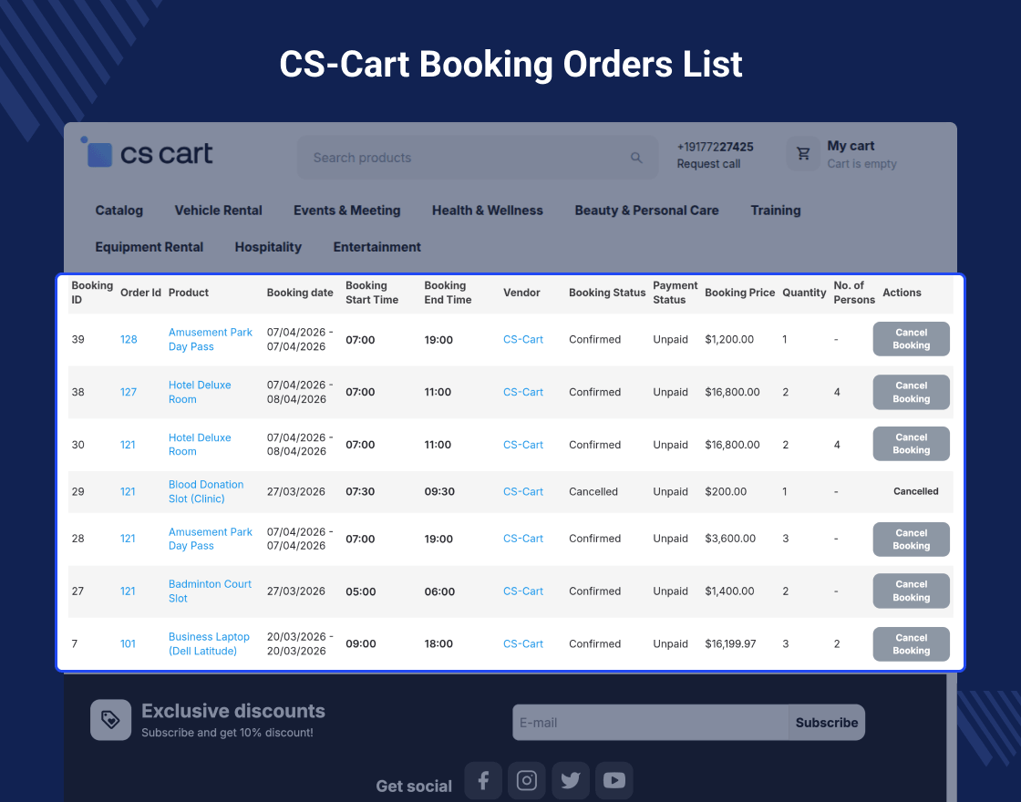 CS-Cart Booking Reservation System