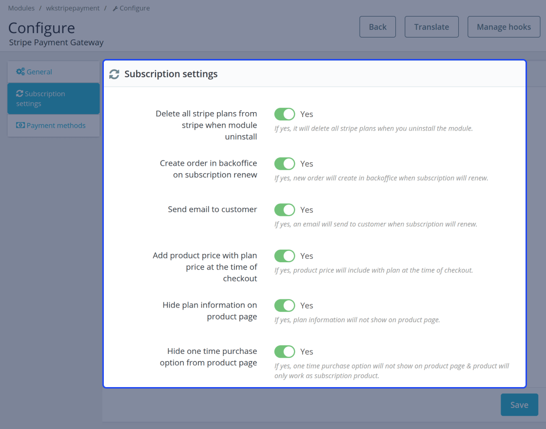 Prestashop Stripe Recurring Payment Gateway