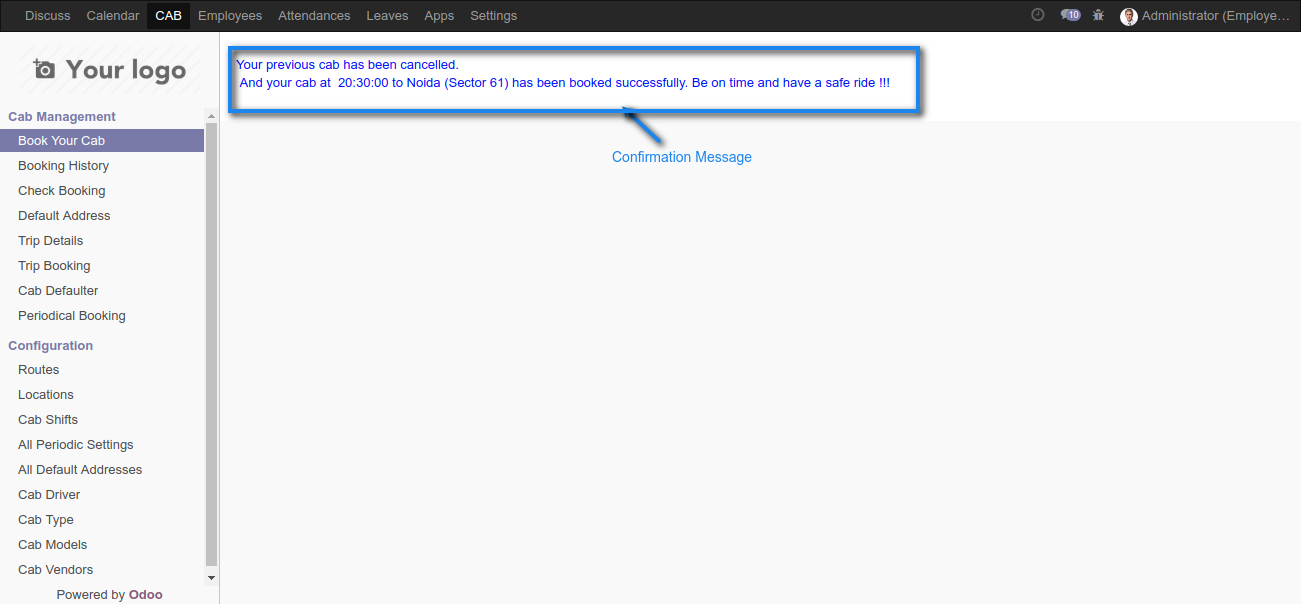 Odoo Employee Pickup & Drop Management