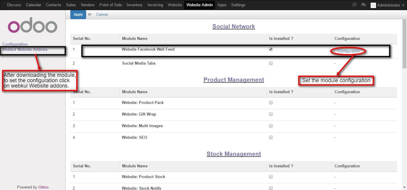 Odoo Website Social Wall Feed