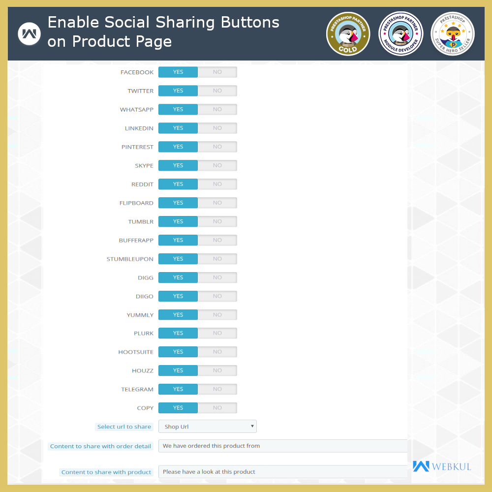 Prestashop Product and Order Social Share
