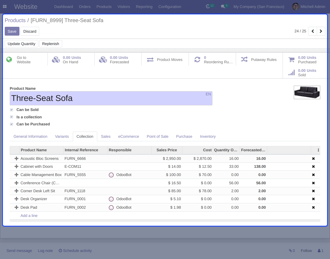 Odoo Website Product Collection