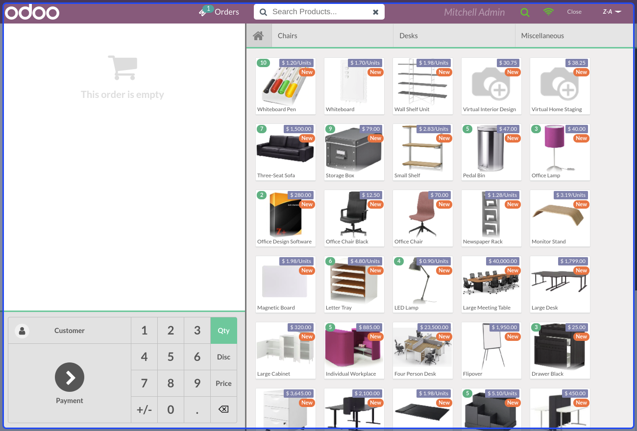 Odoo POS Advanced Product Ordering