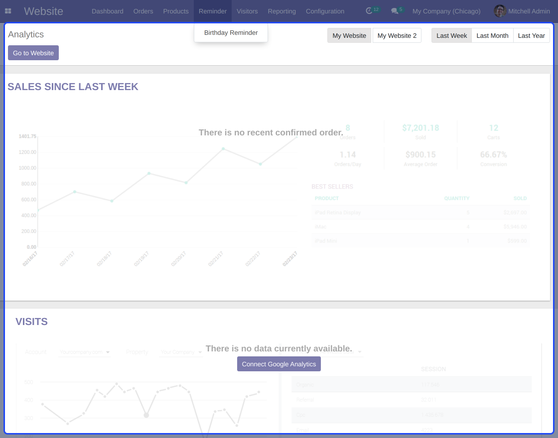 Odoo Website Birthday Reminder