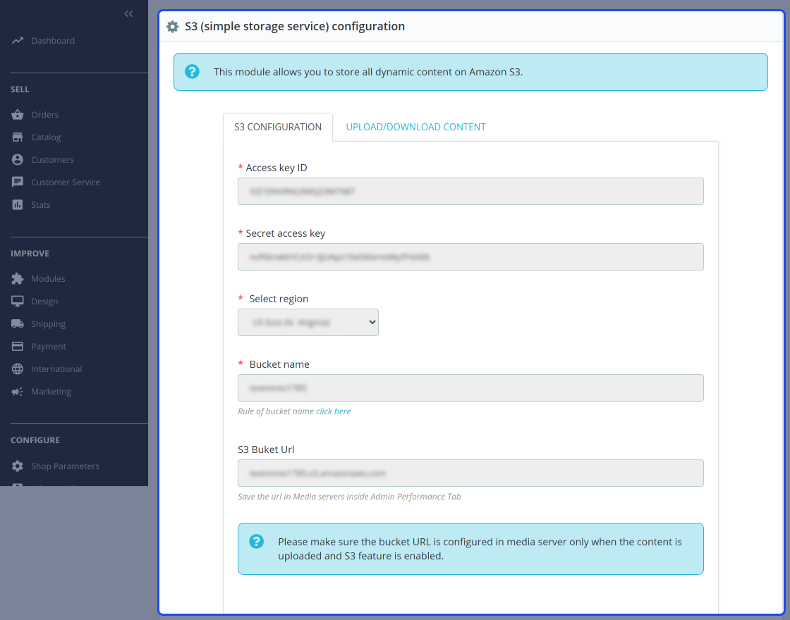 Prestashop Amazon S3 