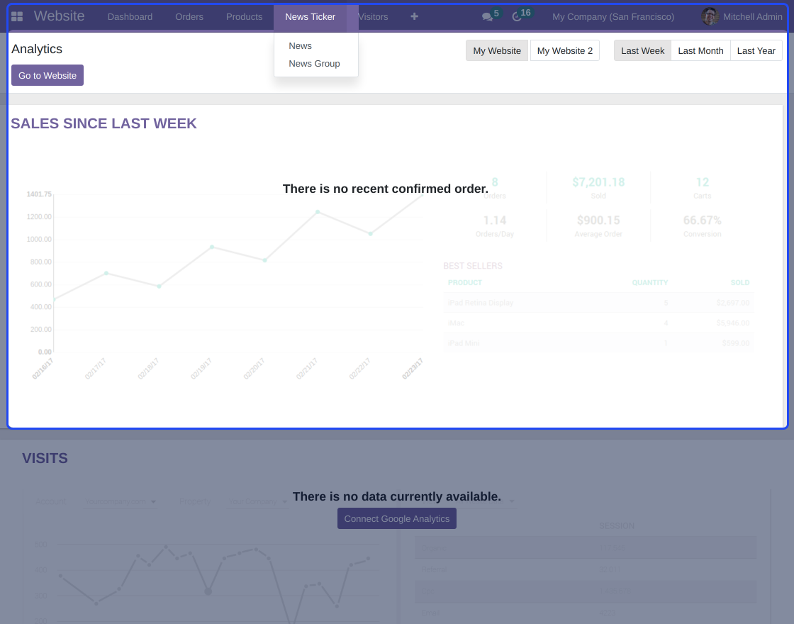 Odoo News Ticker